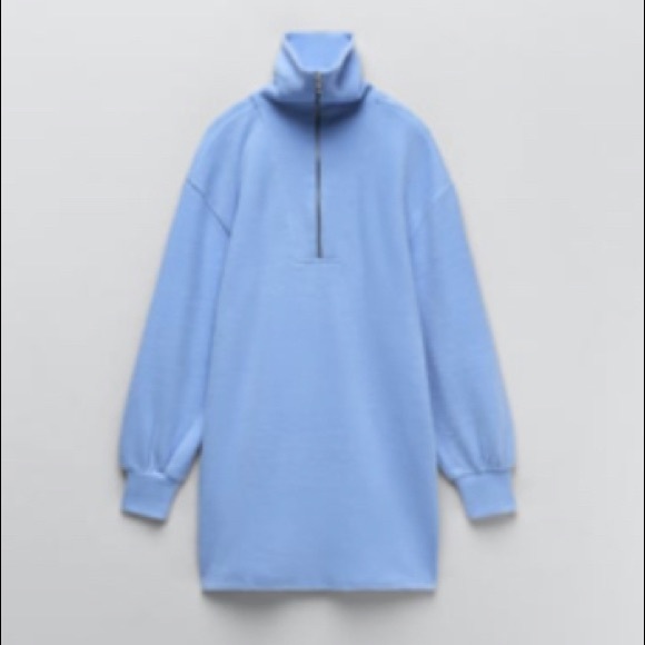 NWT Zara Soft Dress with Zipper in Sky Blue - Picture 2 of 7